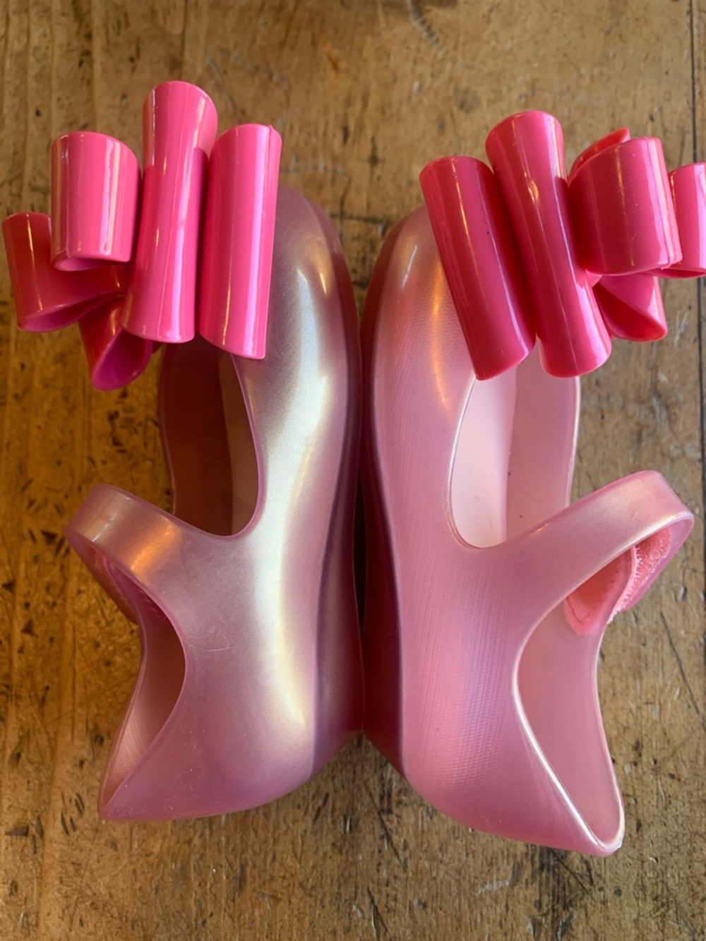 Mini Melissa Pink Jelly Mary Jane Shoes with Layered Bow - Picture 10 of 16